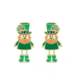 New AMANDA BLU GOLD CZ LEPRECHAUN EARRINGS